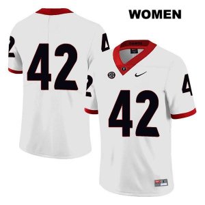Women's Georgia Bulldogs NCAA #42 Mitchell Werntz Nike Stitched White Legend Authentic No Name College Football Jersey NGQ0054TL